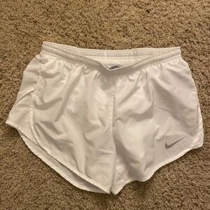 White Nike dri-fit running shorts
